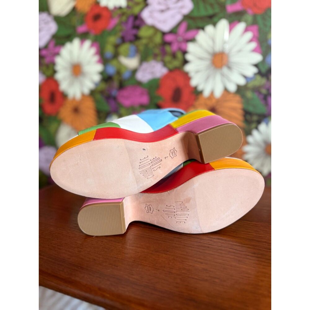 Charlotte Stone x Aelfie Elena in Size 7 Rainbow Platform Sandal Open Toe - Picture 3 of 8